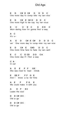 Old Age Piano letter notes by Nirvana - Arr.Nonings Baclair