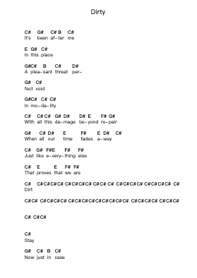 Dirty Piano letter notes by American Head Charge - Arr.Nanriah Obrook