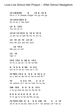 Love Live School Idol Project - After School Navigators Piano letter notes by Misc Cartoons - Arr.Cranethe Dougledk