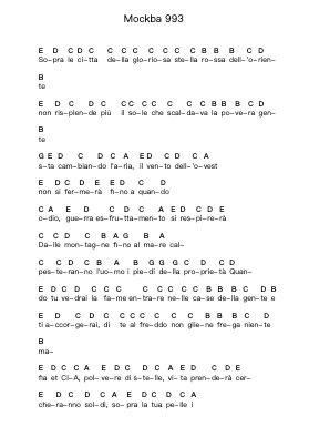 Mockba 993 Piano letter notes by Banda Bassotti - Arr.Dempdawn Ftance