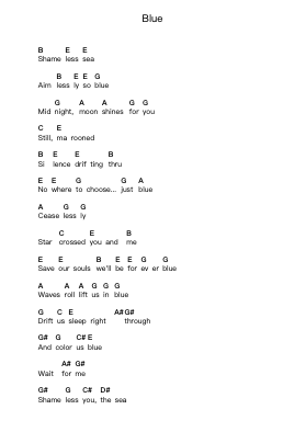 Blue ピアノの音符 by David Gilmour - Arr.Woodcie Budad