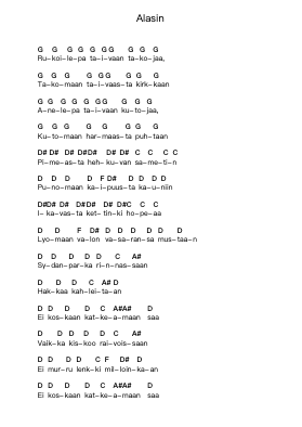 Alasin Piano letter notes by Ruoska - Arr.Bownio Elroytier