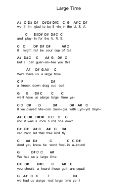 Large Time Piano letter notes by Atlanta Rhythm Section - Arr.Norther