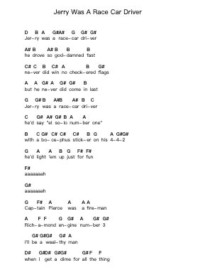 Jerry Was A Race Car Driver Nota surat piano oleh Primus - Arr.Sywatt