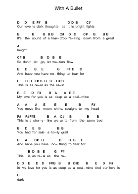 With A Bullet Ghi chú đàn piano bởi Sam Roberts - Arr.Robn