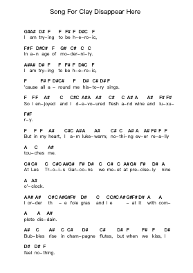 Song For Clay Disappear Here Piano letter notes by Bloc Party - Arr.Molbias Trusey