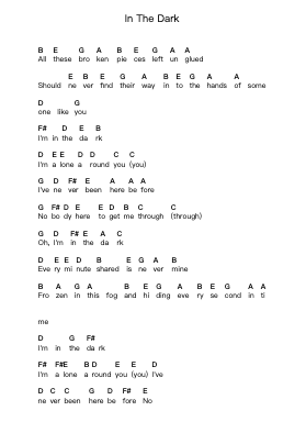In The Dark 钢琴字母谱由 The Birthday Massacre - 编曲 Cusnow Noahlis