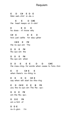 Requiem 鋼琴字母譜由 Foo Fighters - 編曲 Lesdes Sadel