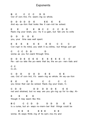 Exponents Piano letter notes by B Smyth - Arr.Joejosh Demptout
