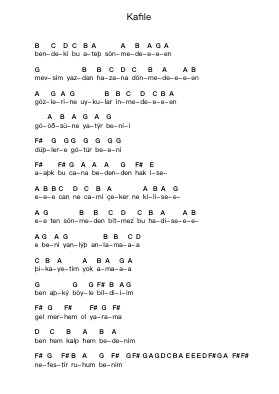 Kafile Piano letter notes by Yüksek Sadakat - Arr.Montyet