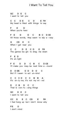 I Want To Tell You โน้ตตัวอักษรเปียโนโดย The Beatles - Arr.Wildeh Francesgrace