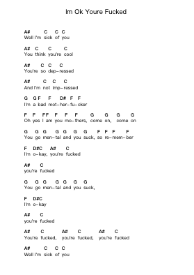 Im Ok Youre Fucked Piano letter notes by The Queers - Arr.Auwolf