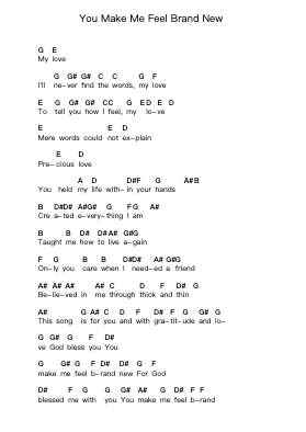 You Make Me Feel Brand New Piano letter notes by Simply Red - Arr.Chesria