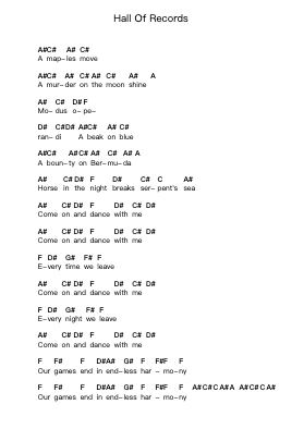 Hall Of Records Piano letter notes by Klaxons - Arr.Lesdes Sadel