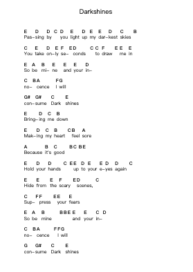 Darkshines 鋼琴字母譜由 Muse - 編曲 Pennlyle Ferpkins