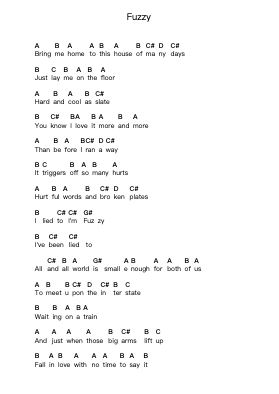 Fuzzy Piano letter notes by Grant Lee Buffalo - Arr.Dolamb Strafay