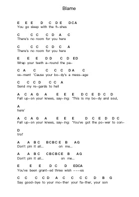 Blame Piano letter notes by Bastille - Arr.Ldad Jeanvan