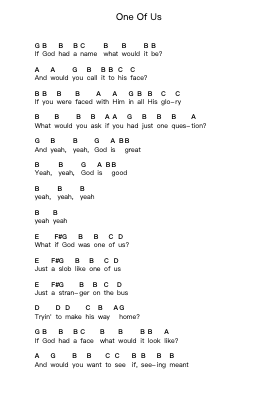 One Of Us Catatan huruf piano oleh Joan Osborne - Arr.Blycarr