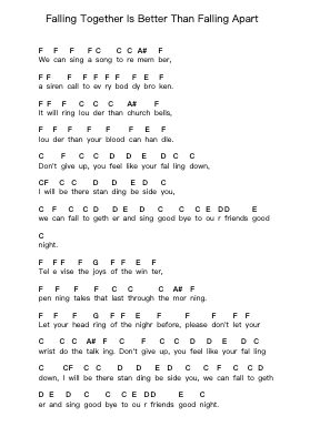 Falling Together Is Better Than Falling Apart Piano letter notes by Final Hour - Arr.Shawqe Bryy