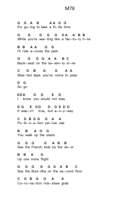 M79 โน้ตตัวอักษรเปียโนโดย Vampire Weekend - Arr.Guntrine