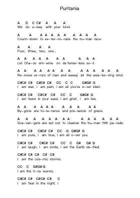 Puritania Piano letter notes by Dimmu Borgir - Arr.Manreade