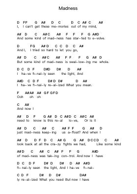 Madness Piano letter notes by Muse - Arr.Crodre Kipqe