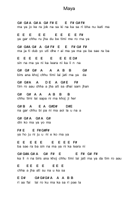 Maya Klavierbuchstaben-Noten von The Uglyz - Arr.Hagchel Perpel