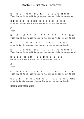 Mach25 - Get Your Tomorrow Piano letter notes by Misc Unsigned Bands - Arr.Lencher Jameswyatt