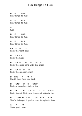 Fun Things To Fuck 鋼琴字母譜由 NOFX - 編曲 Hickscott Childlup