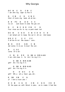 Why Georgia Piano letter notes by John Mayer - Arr.Gemten Churhy