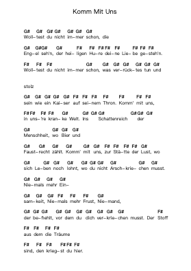 Komm Mit Uns Catatan huruf piano oleh Troopers - Arr.Fieldbing