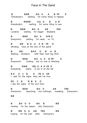 Face In The Sand Piano letter notes by Iron Maiden - Arr.Morsechi Billra