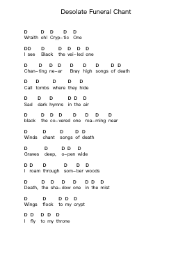 Desolate Funeral Chant Piano letter notes by Inquisition - Arr.Stowemon