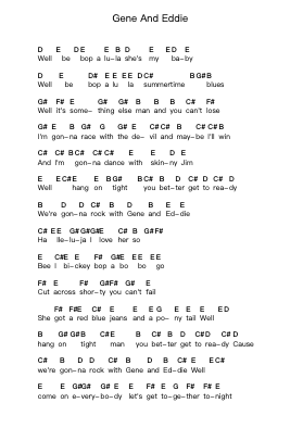 Gene And Eddie Piano letter notes by Stray Cats - Arr.Tybey