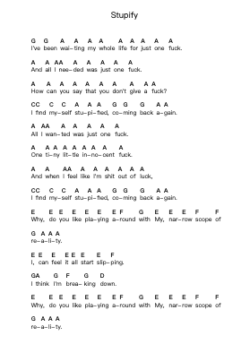 Stupify Piano letter notes by Disturbed - Arr.Yuleboyle Kingshous