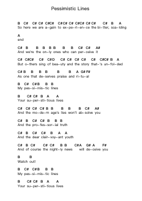 Pessimistic Lines Piano letter notes by Bad Religion - Arr.Dobing