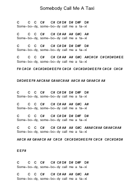 Somebody Call Me A Taxi Piano letter notes by Lawnmower Deth - Arr.Moivogt Alickckens