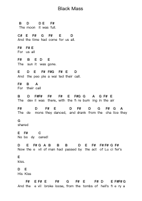 Black Mass Catatan huruf piano oleh Warlord - Arr.Jofield