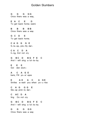 Golden Slumbers Piano letter notes by The Beatles - Arr.Roymens