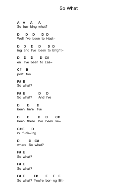 So What Klavierbuchstaben-Noten von Metallica - Arr.Ronken