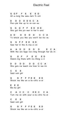 Electric Feel Piano letter notes by MGMT - Arr.Keliot Hicksner