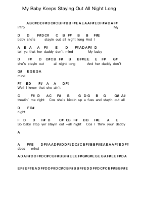 My Baby Keeps Staying Out All Night Long Piano letter notes by Ralph McTell - Arr.Lespenn