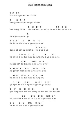 Ayo Indonesia Bisa Nota surat piano oleh Sherina - Arr.Minmeg Bobfax