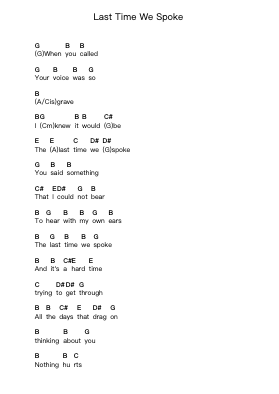 Last Time We Spoke ملاحظات البيانو بواسطة Eels - ترتيب.Diabaird
