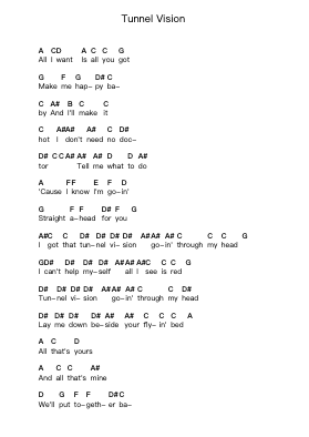 Tunnel Vision Piano letter notes by Lenny Kravitz - Arr.Mattbart Stephy