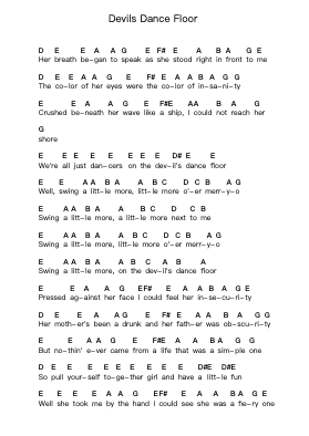 Devils Dance Floor Piano letter notes by Flogging Molly - Arr.Crailynn Rodlan
