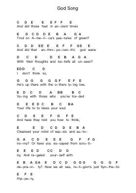God Song पियानो पत्र नोट्स द्वारा Bad Religion - Arr.Hootus