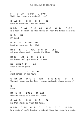 The House Is Rockin Piano letter notes by Stevie Ray Vaughan & Double Trouble - Arr.Erist