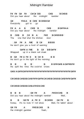 Midnight Rambler Piano letter notes by The Rolling Stones - Arr.Judmons Bairdchel