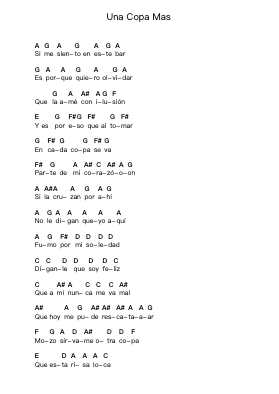 Una Copa Mas Piano letter notes by Pibes chorros - Arr.Fowter Brookecooke